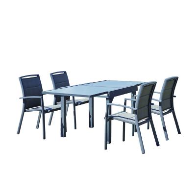 BERAH GETAH Salon de jardin extensible en aluminium et verre 4/8 places MODULO