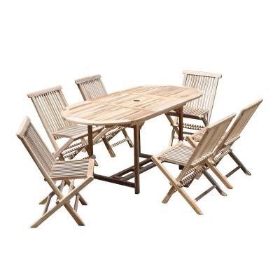 BERAH GETAH Salon de jardin en chutes de teck massif extensible 6 pers.