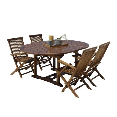 BERAH GETAH Salon de jardin en teck huil&eacute; massif extensible 4/8 pers. - Marron