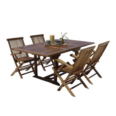 BERAH GETAH Salon de jardin extensible rectangulaire en teck huil&eacute; 4/8 places BAL