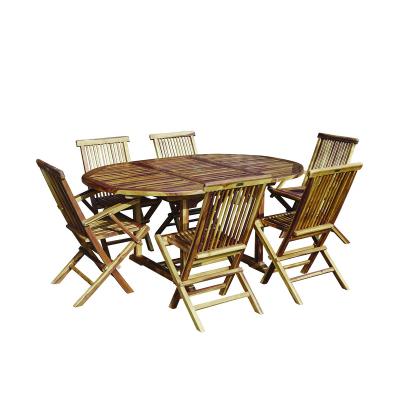 BERAH GETAH Salon de jardin en teck huil&eacute; massif extensible 6/8 pers. - Marron