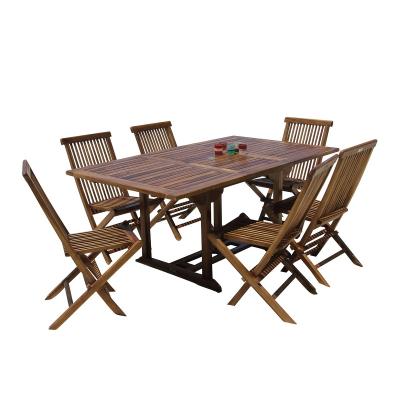 BERAH GETAH Salon de jardin extensible rectangulaire teck huil&eacute; 6/8 places BALI