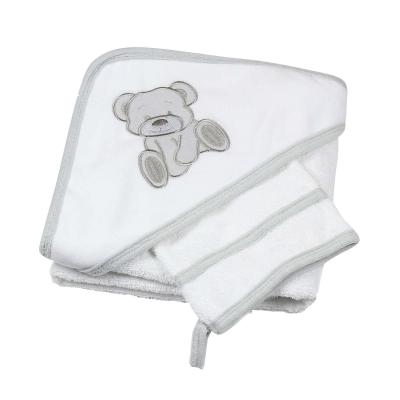 TROIS KILOS SEPT Sortie De Bain B&eacute;b&eacute; - Avec Gant De Toilette Miam Le G&acirc;teau