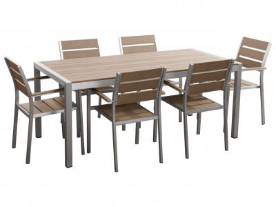 BELIANI Set de salle &agrave; manger 6 personnes en bois synth&eacute;tique bois clair