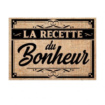 SUD TRADING Set de table en toile de jute LA RECETTE DU BONHEUR