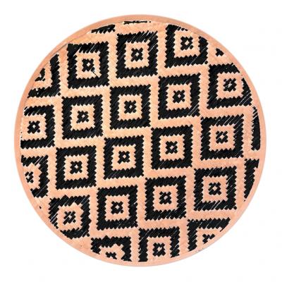  Set de table rond beige et noir en feuilles de bambou - 38 cm