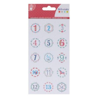 ARTEMIO Stickers ronds Calendrier de l'Avent Folk 