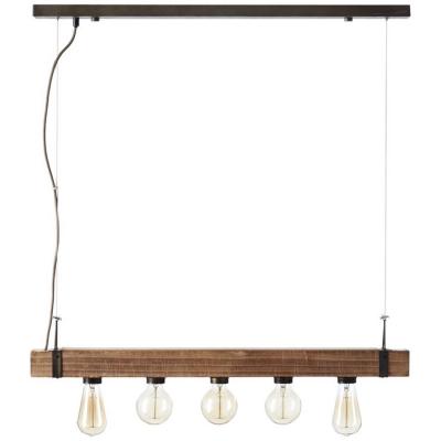 BRILLIANT Suspension 5x e27 m&eacute;tal noir/bois  Woodhill