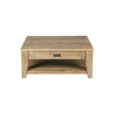 Table basse carr&eacute;e en teck recycl&eacute; massif 100 cm CARGO