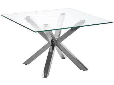 Table basse en verre avec pieds argent&eacute;s 70 x 70 cm STARLIGHT