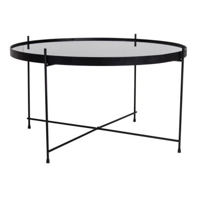 Venezia - Table basse en verre et m&eacute;tal &oslash;70xh40cm - Couleur - Noir