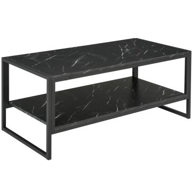 HOMCOM Table Basse Style Moderne avec 2 &Eacute;tag&egrave;res 106 x 50 x 47 cm Noir