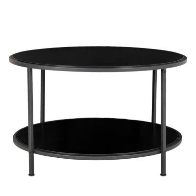 Vita - table basse ronde en bois et m&eacute;tal &oslash;80cm - couleur - noir #DS