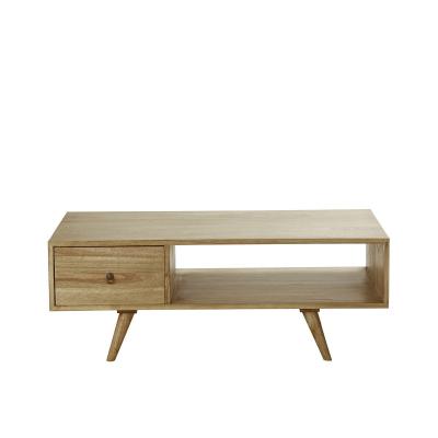 Table basse en bois de mindy avec tiroir