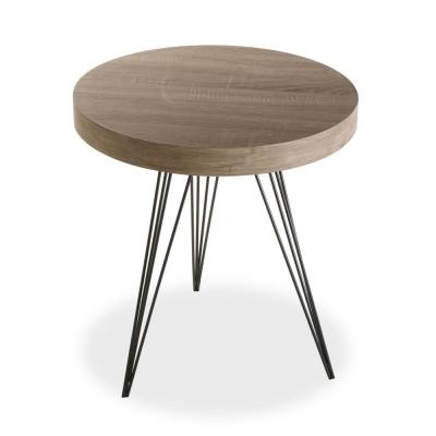 Table d'appoint plateau bois acier noir fontana
