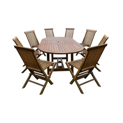 MES Table de jardin 160/210x100x75 cm avec 8 chaises Teck