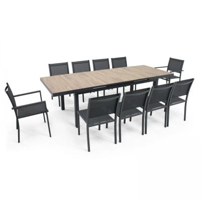 OVIALA Table de jardin 8 chaises et 2 fauteuils en aluminium et c&eacute;ramique