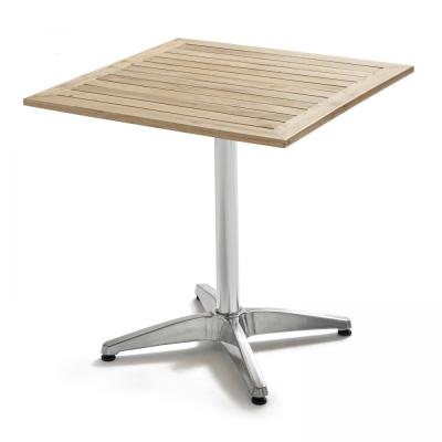 OVIALA Table de jardin carr&eacute;e aluminium et bois (70 x 70 x 70 cm)