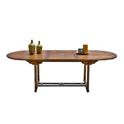 BERAH GETAH Table de jardin en teck huil&eacute; extensible ovale 8/10 pers. - Marron