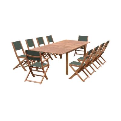 SWEEEK Table de jardin extensible bois savane, 10 chaises