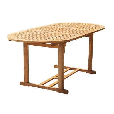 BERAH GETAH Table de jardin en acacia massif extensible ovale 6/8 pers. - Naturel