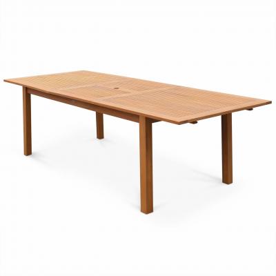 SWEEEK Table de jardin extensible en bois eucalyptus 8 &agrave; 10 places naturel