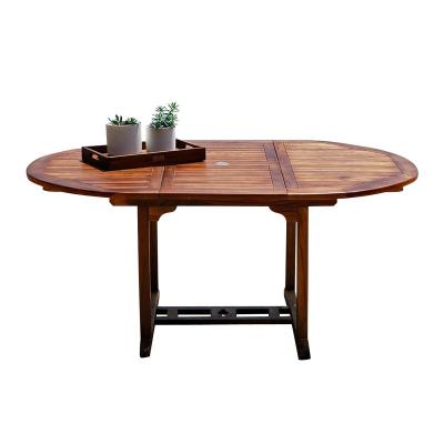 BERAH GETAH BALI Table de jardin en teck huil&eacute; massif extensible ovale 6/8 pers.