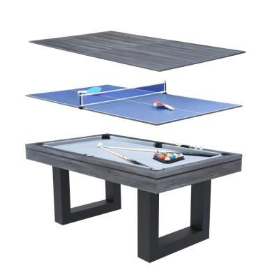 CONCEPT USINE Table multi-jeux 3 en 1 billard et ping pong en bois gris DENVER