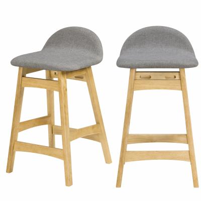 Tabouret de bar mi-hauteur Gemma gris et bois clair 64 cm (lot de 2)
