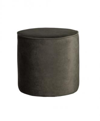 WOOOD Pouf rond et haut - Velours - Vert chaud - 46x46x46 cm -  Sara