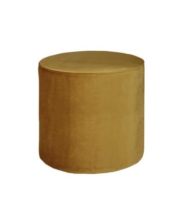 WOOOD Pouf rond et haut en velours - Ocre - 46x46x46 - Sara - jaune