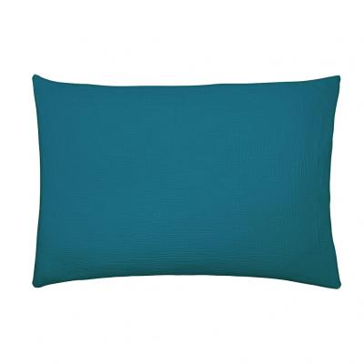 ESSIX Taie D'oreiller Unie En Gaze De Coton Lav&eacute;e, Tendresse Bleu Paon