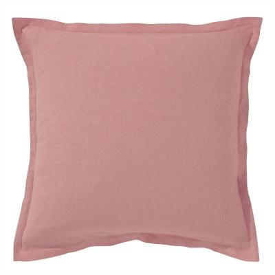 BECQUET Taie d'oreiller en lin lav&eacute; uni LAUREAT rose th&eacute;