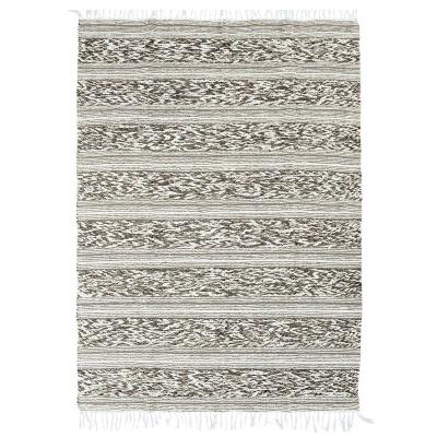 THEDECOFACTORY Tapis terra - 120 x 170 cm - bande relief blanc et sable ALE3218111207721