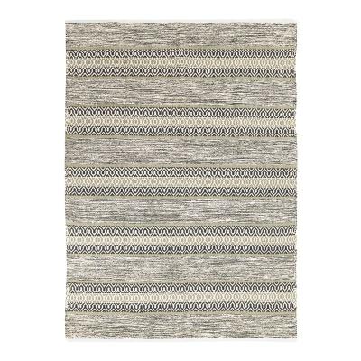 THEDECOFACTORY Tapis 100% coton bande ethno blanc-sable 120x170