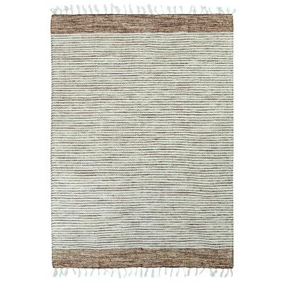 THE DECO FACTORY Tapis 100% coton bandes sable-blanc 120x170