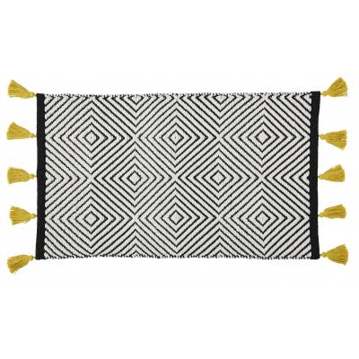 GUY LEVASSEUR FOLK COLORS - Tapis de bain en coton fantaisie noir &agrave; pompons 50x80cm
