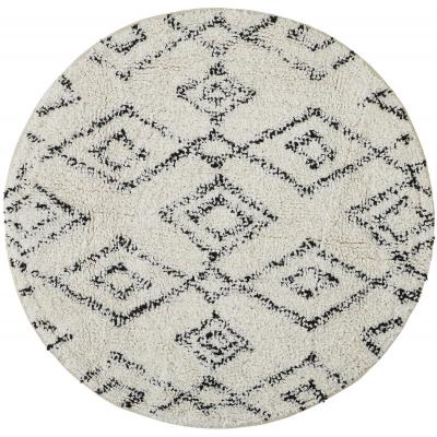 GUY LEVASSEUR Tapis en coton rond fantaisie blanc 70x70cm - naturelle