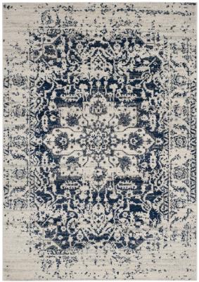 SAFAVIEH Tapis de salon interieur en cr&egrave;me & bleu marine, 91 x 152 cm