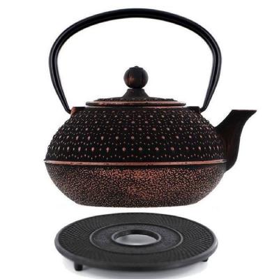 AROMANDISE Th&eacute;i&egrave;re en fonte chinoise Sui 0,8 litre & sous-th&eacute;i&egrave;re noire -