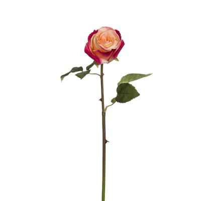 Tige de rose artificielle p&ecirc;che h53