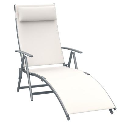 OUTSUNNY Transat inclinable multi-positions pliable blanc