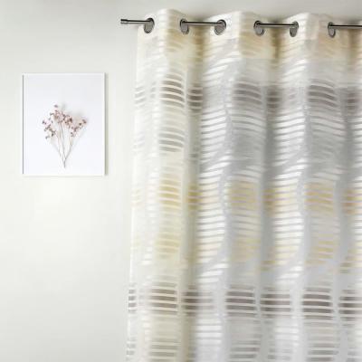 Voilage en jacquard fantaisie &agrave; rayures verticales ondul&eacute;es 140x240 cm