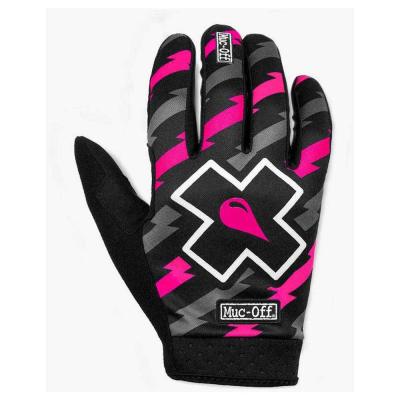 MUC OFF Muc-Off Gants VTT Motifs &Eacute;clairs, Petite Taille V&eacute;lo Mixte, Noir/Rose