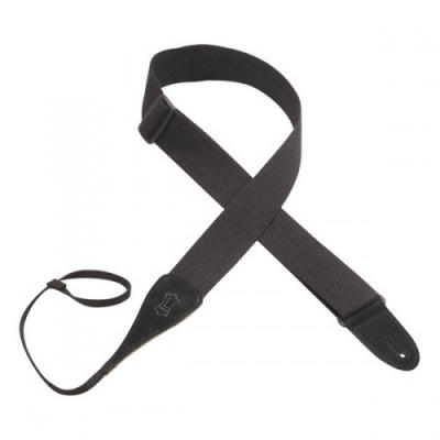 LEVY S Levy's MC8A-BLK Sangle de Guitare Cotton Colour Suede Headstock Loop 2"" - Black