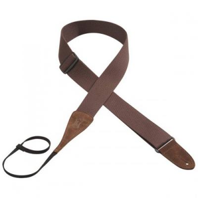 LEVY S Levy's MC8A-BRN Sangle de Guitare Cotton Colour Suede Headstock Loop 2"" - Burgundy