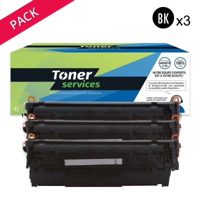 TONER SERVICES Compatible Canon 12A Pack 3 Toners Noir Q2612A (12A)