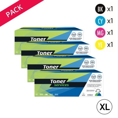 TONER SERVICES Compatible HP 504X / 504A Pack 4 Toners noir XL, cyan, magenta et jaune marque