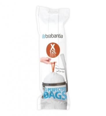 BRABANTIA Rouleau de 20 sacs poubelle  PerFectFit 10-12 L Blanc