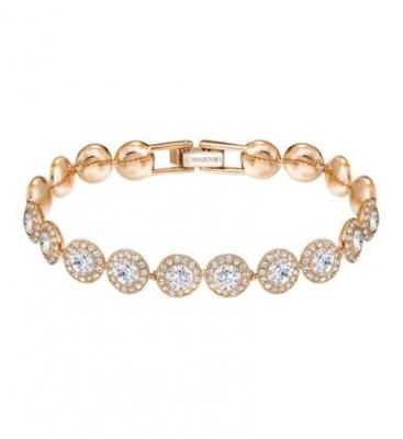 SWAROVSKI  Bracelet Angelic femme, cristaux blancs brillants et placage de ton or ros&eacute;, taille M